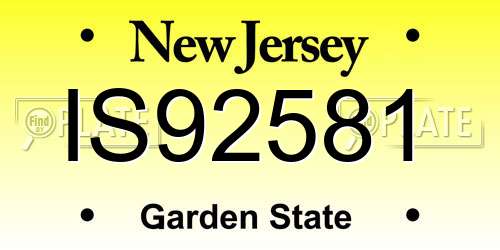 IS92581 New Jersey License Plate