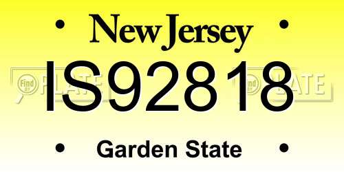 IS92818 New Jersey License Plate