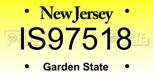 IS97518 New Jersey License Plate