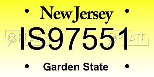 IS97551 New Jersey License Plate