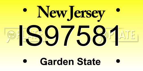 IS97581 New Jersey License Plate