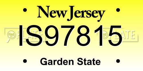 IS97815 New Jersey License Plate