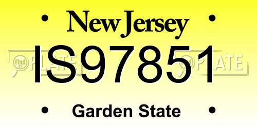 IS97851 New Jersey License Plate