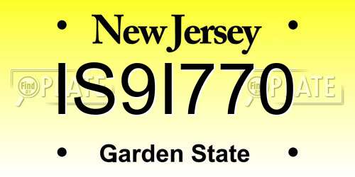 IS9I770 New Jersey License Plate