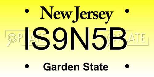 IS9N5B New Jersey License Plate