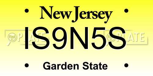 IS9N5S New Jersey License Plate