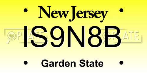IS9N8B New Jersey License Plate