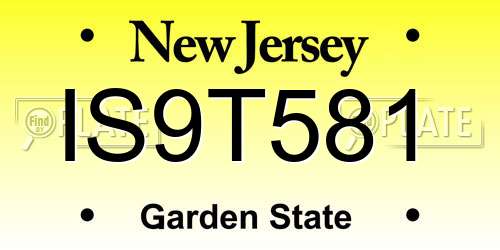 IS9T581 New Jersey License Plate