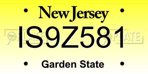 IS9Z581 New Jersey License Plate