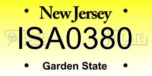ISA0380 New Jersey License Plate