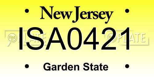 ISA0421 New Jersey License Plate