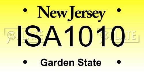 ISA1010 New Jersey License Plate