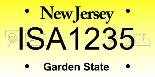 ISA1235 New Jersey License Plate