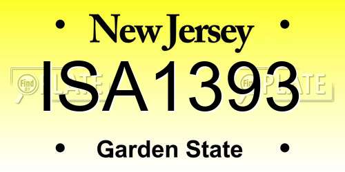 ISA1393 New Jersey License Plate