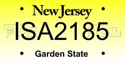 ISA2185 New Jersey License Plate
