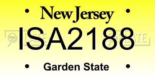 ISA2188 New Jersey License Plate