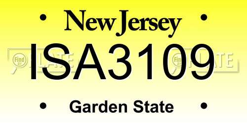 ISA3109 New Jersey License Plate