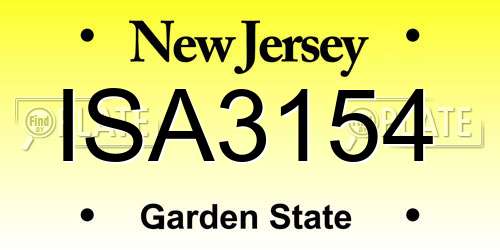 ISA3154 New Jersey License Plate