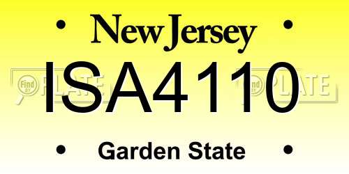 ISA4110 New Jersey License Plate