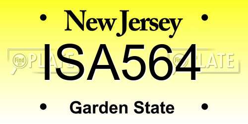ISA564 New Jersey License Plate