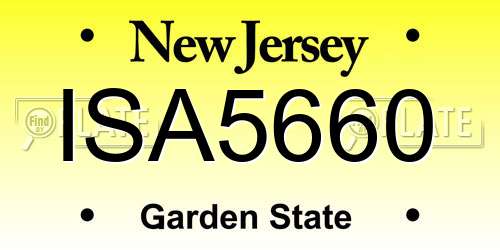ISA5660 New Jersey License Plate