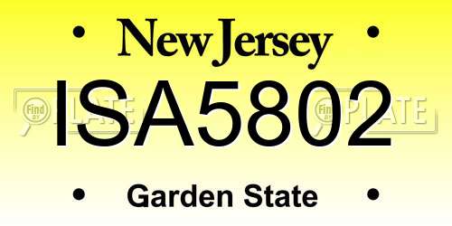 ISA5802 New Jersey License Plate