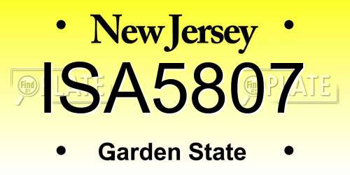 ISA5807 New Jersey License Plate