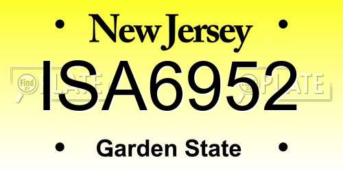 ISA6952 New Jersey License Plate