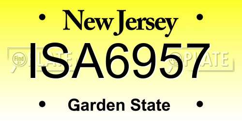 ISA6957 New Jersey License Plate