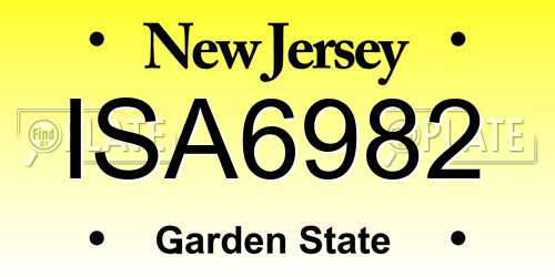 ISA6982 New Jersey License Plate