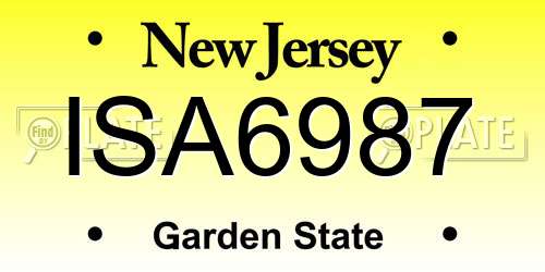 ISA6987 New Jersey License Plate