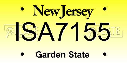 ISA7155 New Jersey License Plate