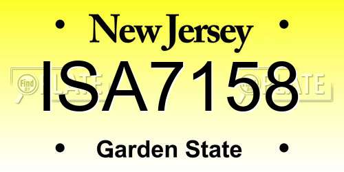 ISA7158 New Jersey License Plate