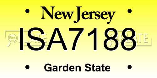 ISA7188 New Jersey License Plate