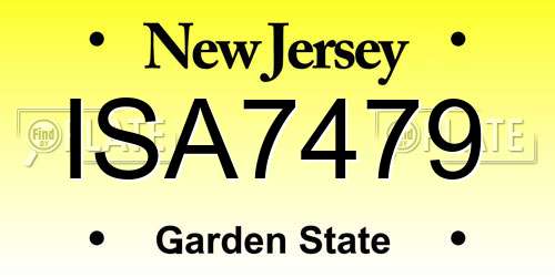 ISA7479 New Jersey License Plate