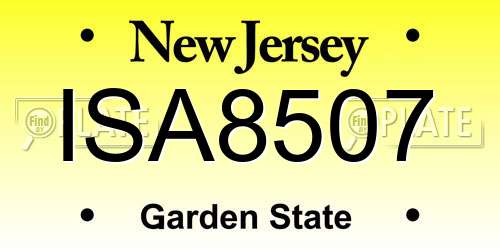 ISA8507 New Jersey License Plate
