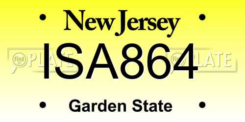 ISA864 New Jersey License Plate