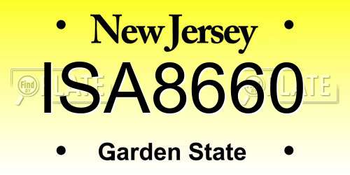 ISA8660 New Jersey License Plate