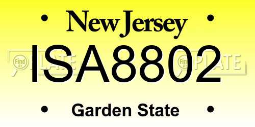 ISA8802 New Jersey License Plate