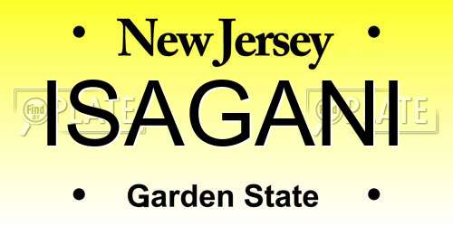 ISAGANI New Jersey License Plate
