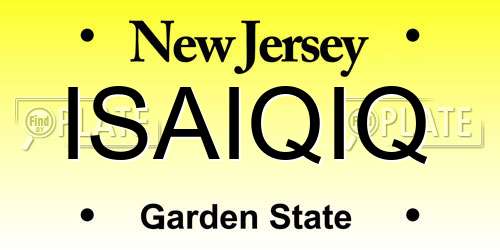ISAIQIQ New Jersey License Plate