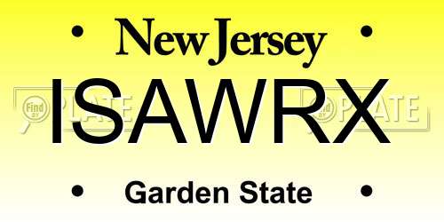 ISAWRX New Jersey License Plate