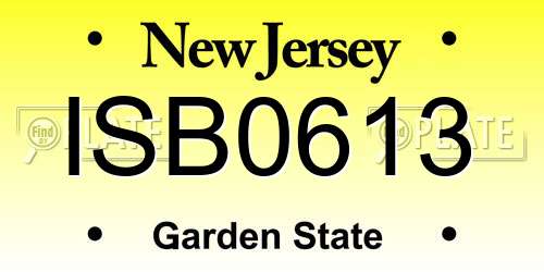 ISB0613 New Jersey License Plate