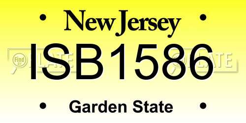 ISB1586 New Jersey License Plate