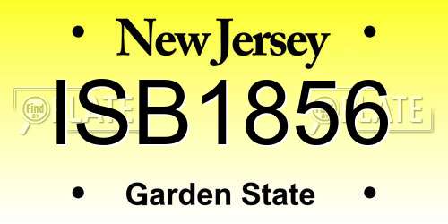 ISB1856 New Jersey License Plate