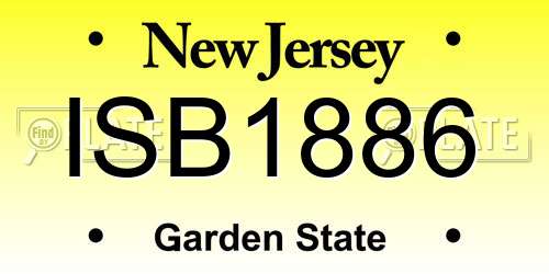 ISB1886 New Jersey License Plate