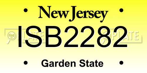ISB2282 New Jersey License Plate