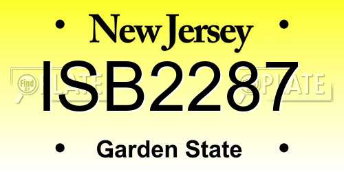 ISB2287 New Jersey License Plate