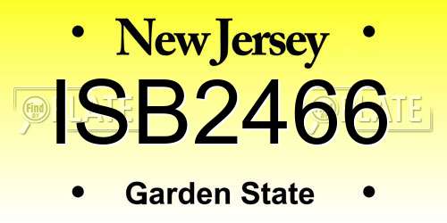 ISB2466 New Jersey License Plate
