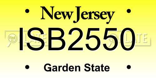 ISB2550 New Jersey License Plate